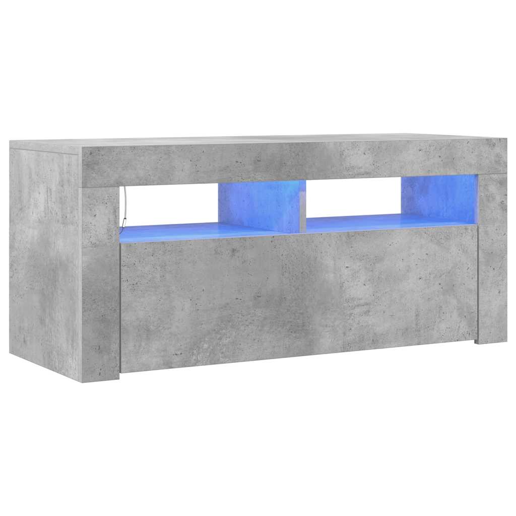 vidaXL Szafka TV z oświetleniem LED, szarość betonu, 90x35x40 cm