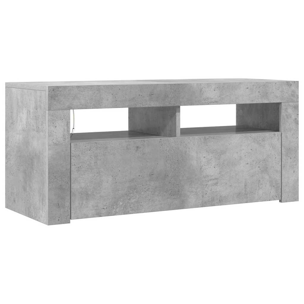 vidaXL Szafka TV z oświetleniem LED, szarość betonu, 90x35x40 cm