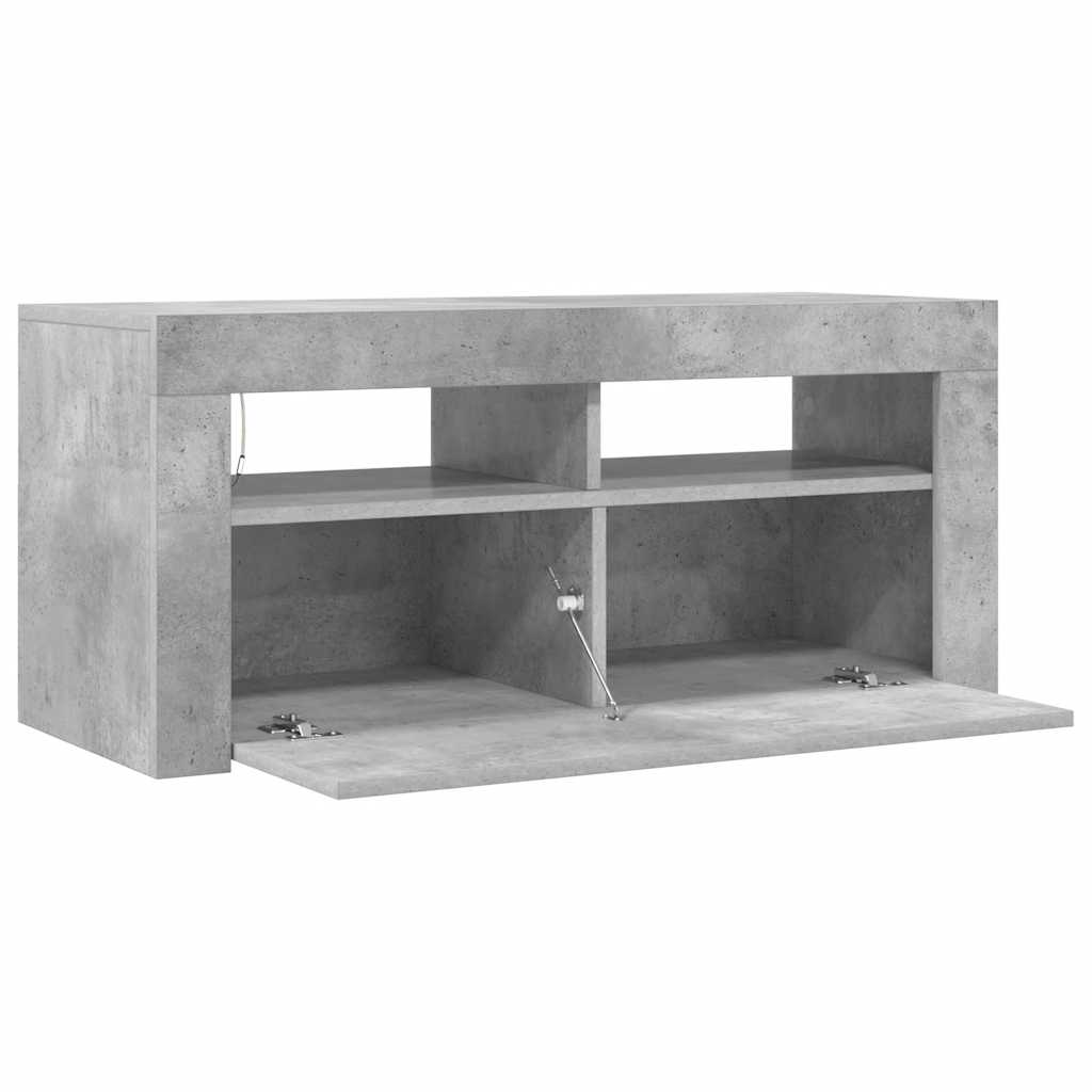 vidaXL Szafka TV z oświetleniem LED, szarość betonu, 90x35x40 cm