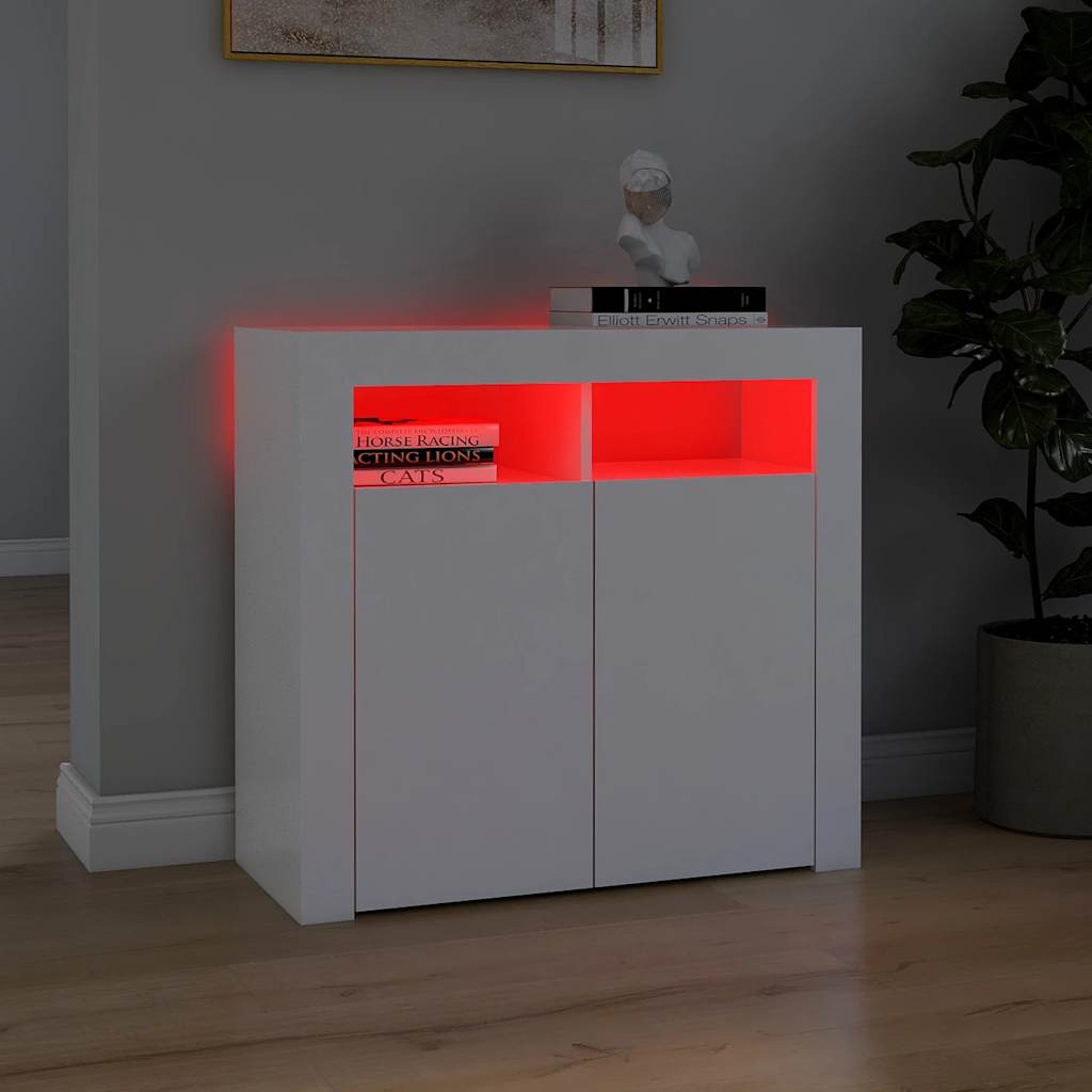 vidaXL Szafka z oświetleniem LED, biała, 80 x 35 x 75 cm