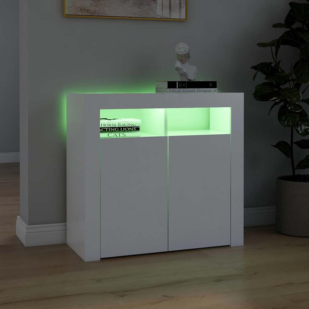 vidaXL Szafka z oświetleniem LED, biała, 80 x 35 x 75 cm