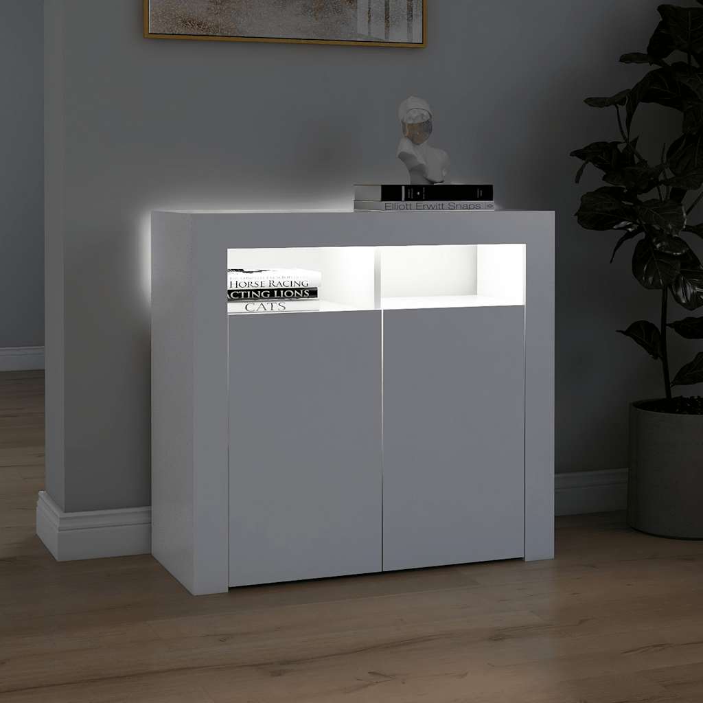 vidaXL Szafka z oświetleniem LED, biała, 80 x 35 x 75 cm