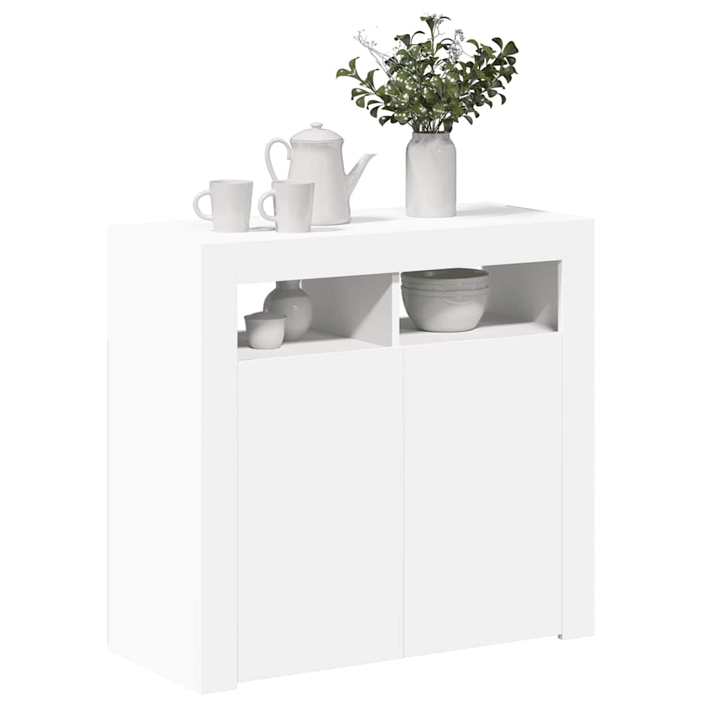 vidaXL Szafka z oświetleniem LED, biała, 80 x 35 x 75 cm