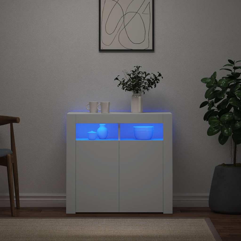 vidaXL Szafka z oświetleniem LED, biała, 80 x 35 x 75 cm
