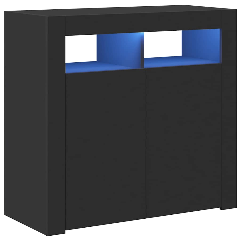 vidaXL Szafka z oświetleniem LED, czarna, 80 x 35 x 75 cm