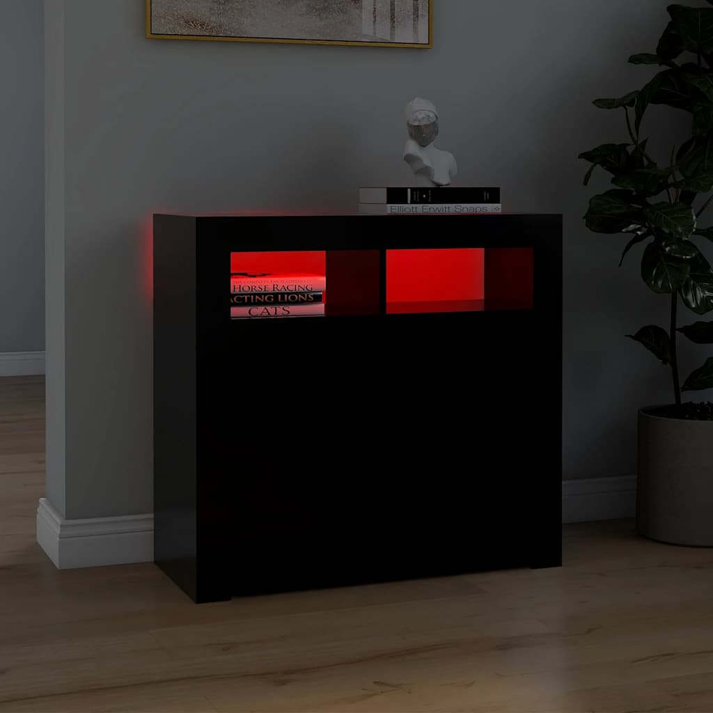 vidaXL Szafka z oświetleniem LED, czarna, 80 x 35 x 75 cm