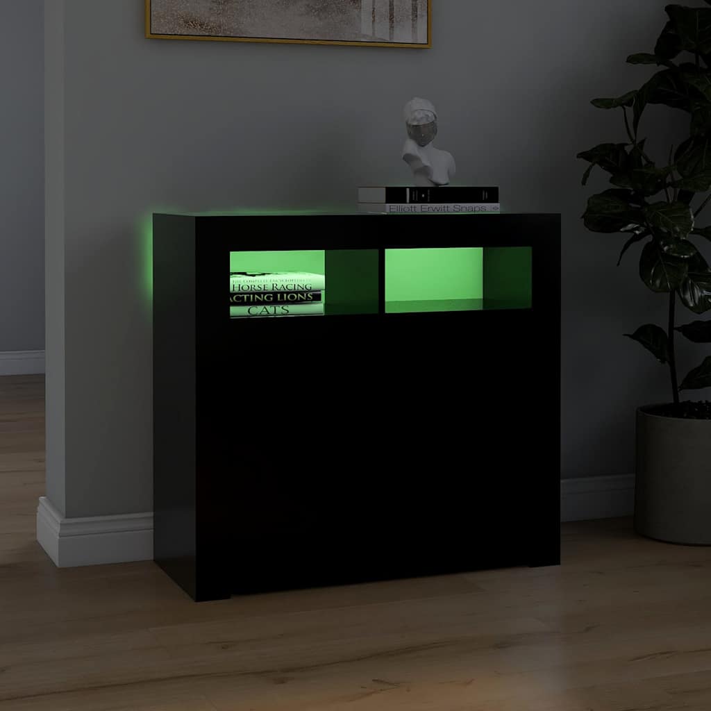 vidaXL Szafka z oświetleniem LED, czarna, 80 x 35 x 75 cm