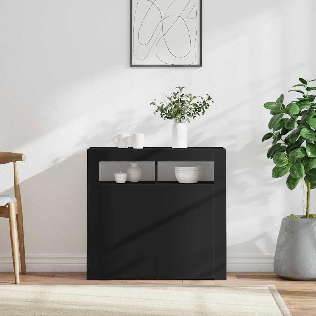 vidaXL Szafka z oświetleniem LED, czarna, 80 x 35 x 75 cm
