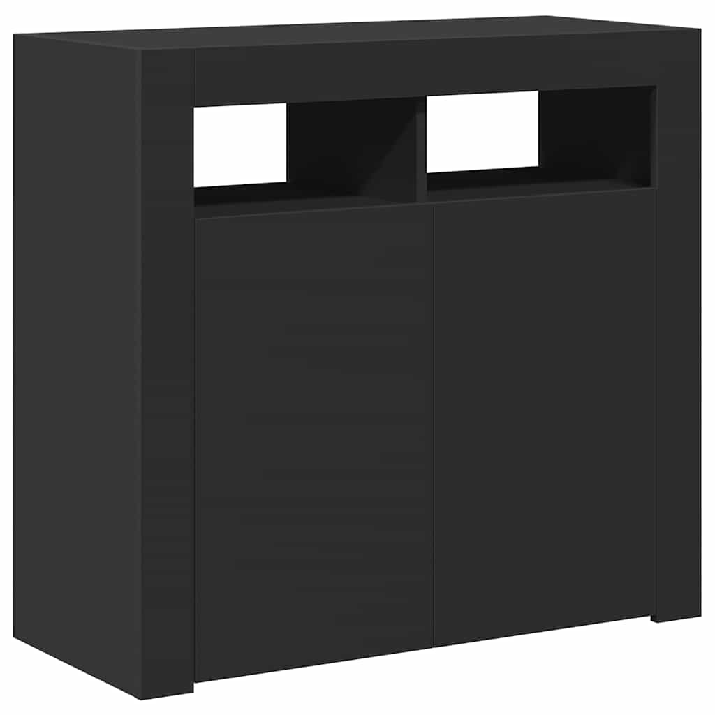 vidaXL Szafka z oświetleniem LED, czarna, 80 x 35 x 75 cm