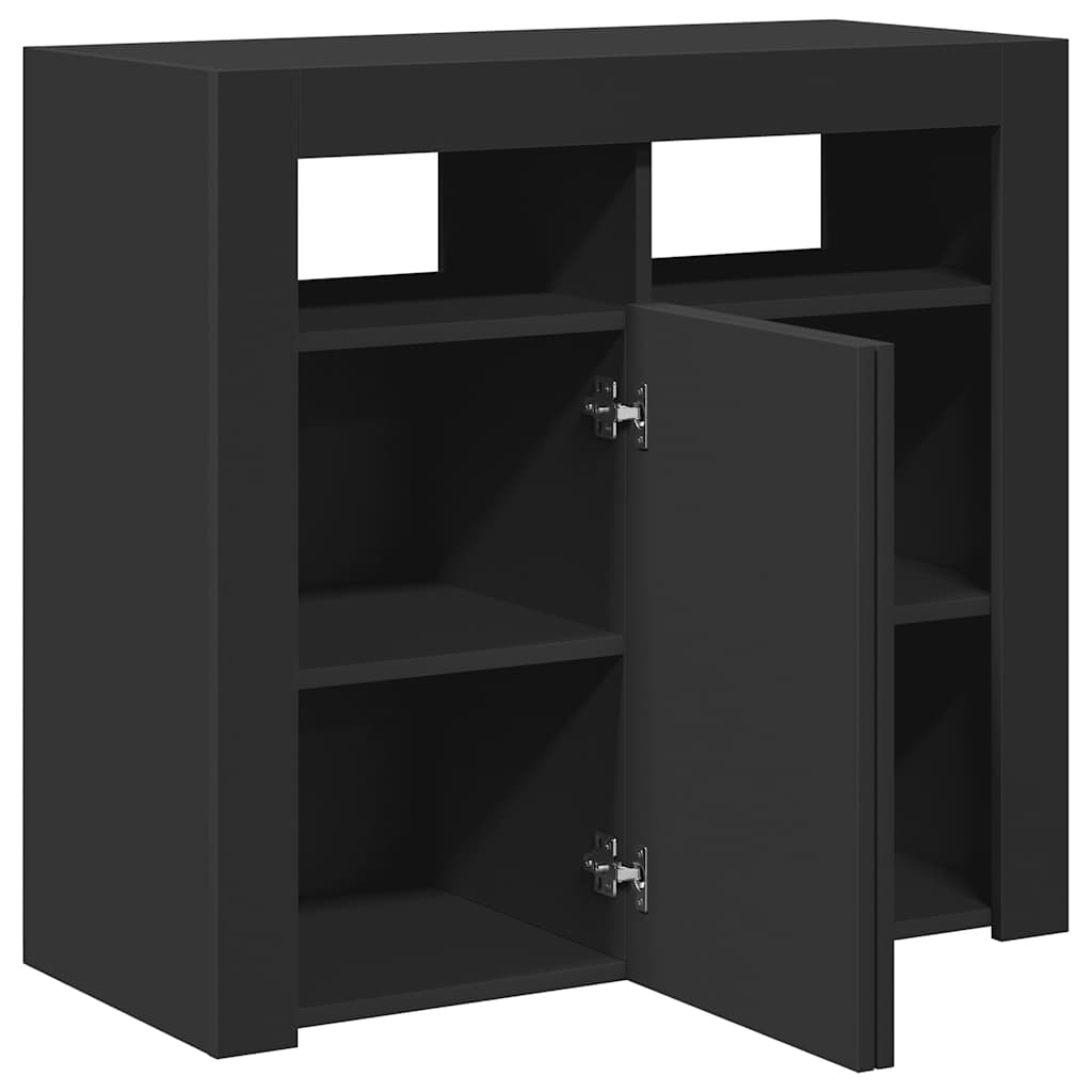 vidaXL Szafka z oświetleniem LED, czarna, 80 x 35 x 75 cm