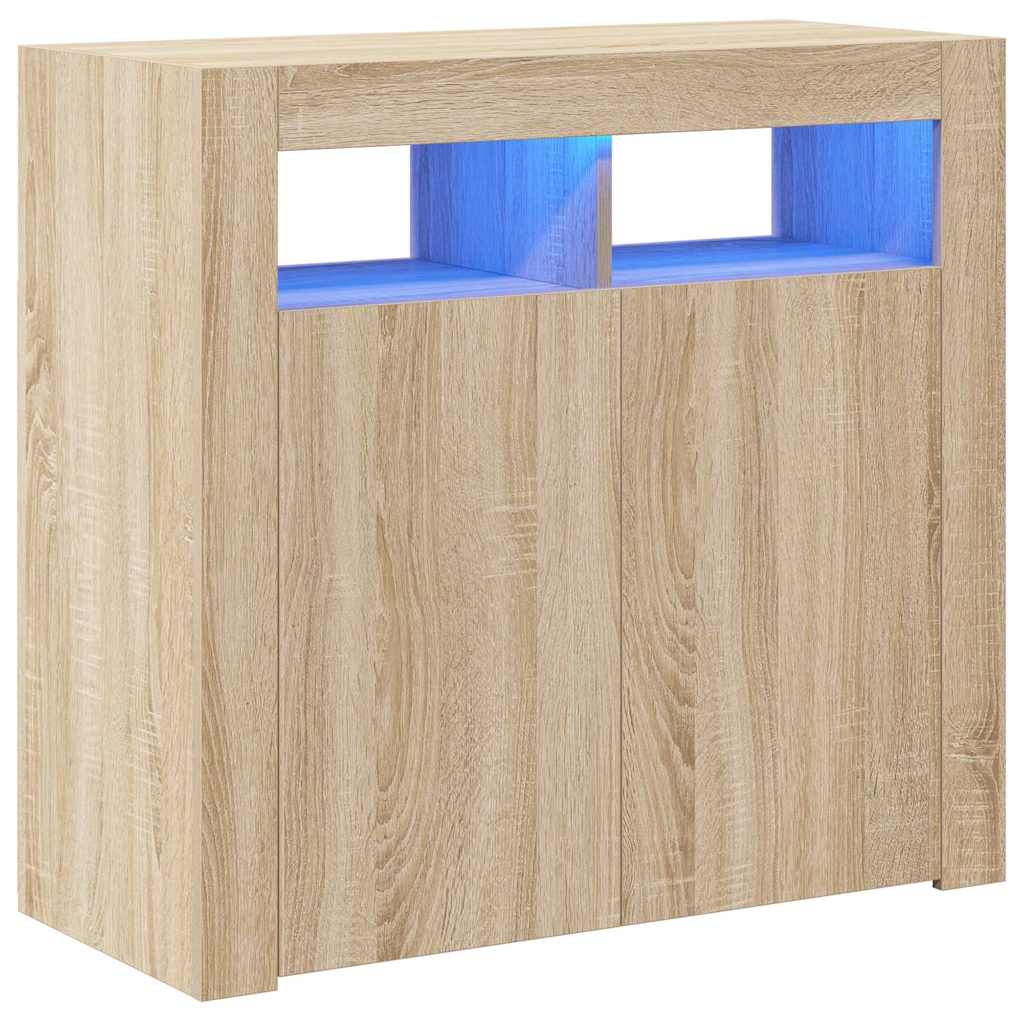 vidaXL Szafka z oświetleniem LED, dąb sonoma, 80x35x75 cm