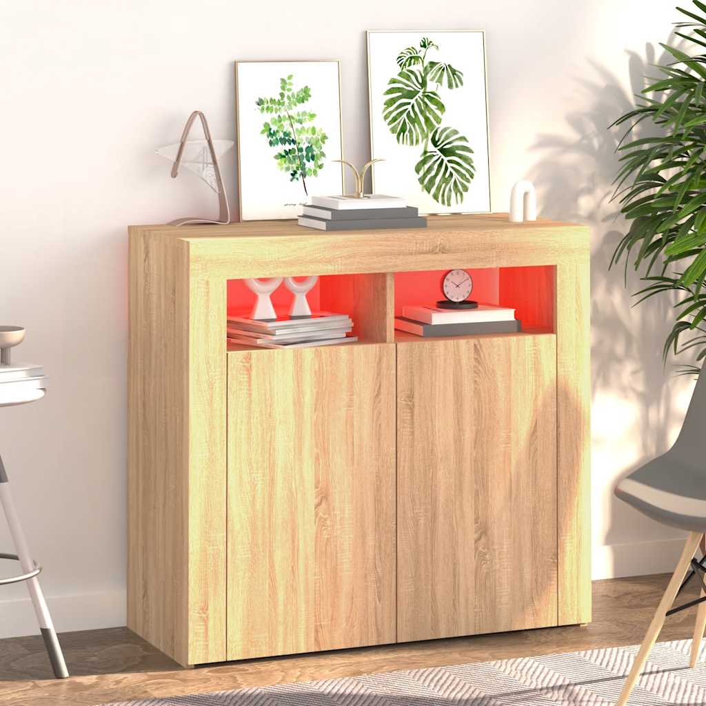 vidaXL Szafka z oświetleniem LED, dąb sonoma, 80x35x75 cm