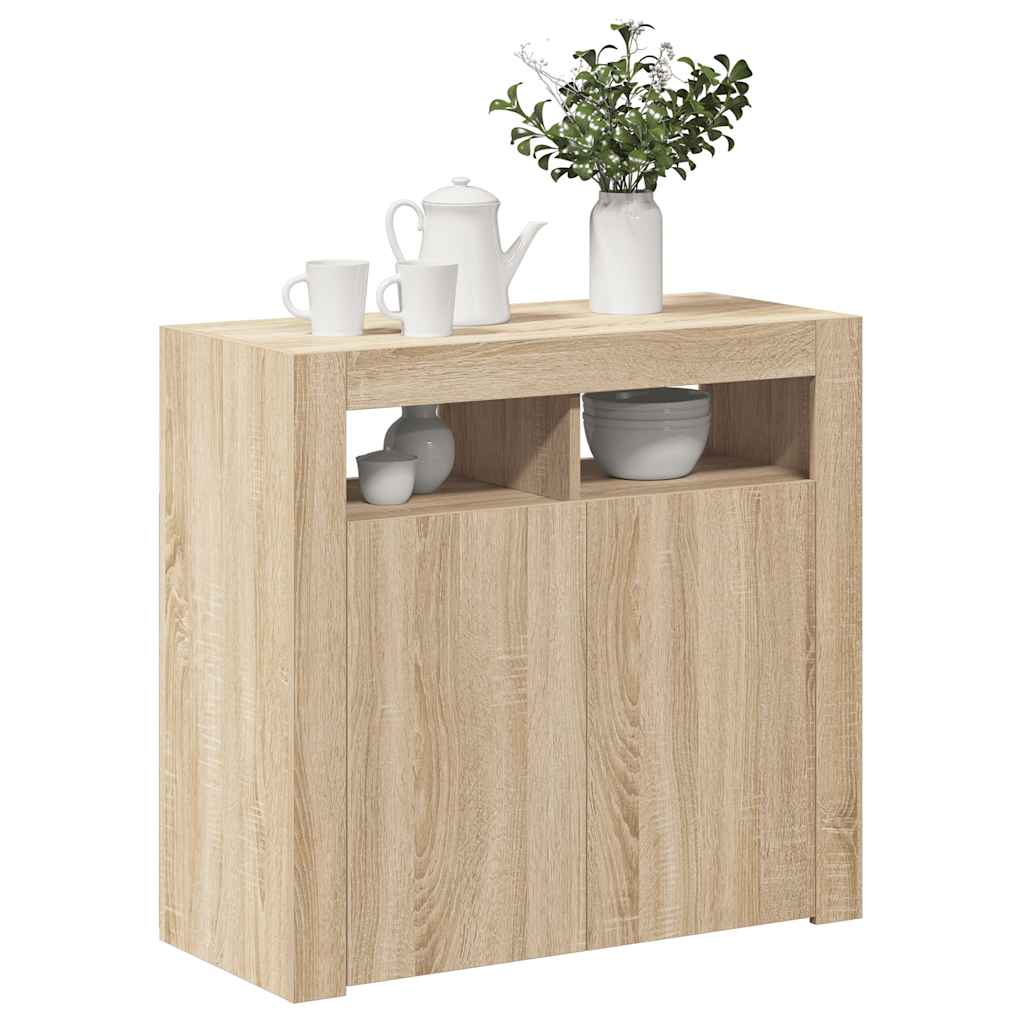 vidaXL Szafka z oświetleniem LED, dąb sonoma, 80x35x75 cm