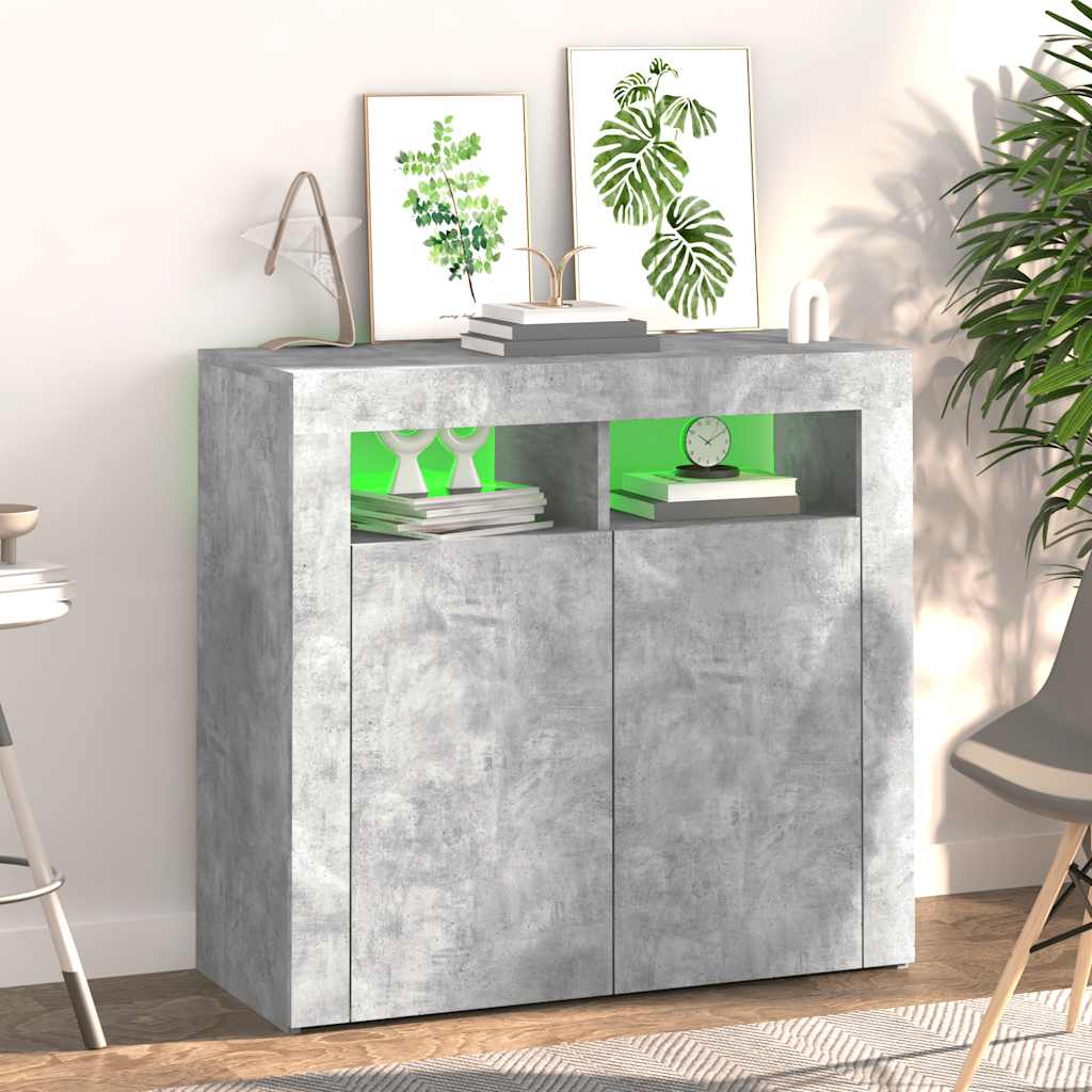 vidaXL Szafka z oświetleniem LED, szarość betonu, 80 x 35 x 75 cm