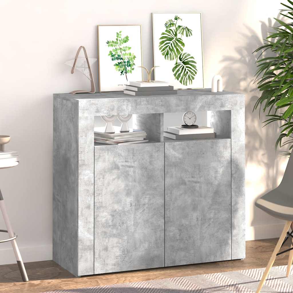 vidaXL Szafka z oświetleniem LED, szarość betonu, 80 x 35 x 75 cm