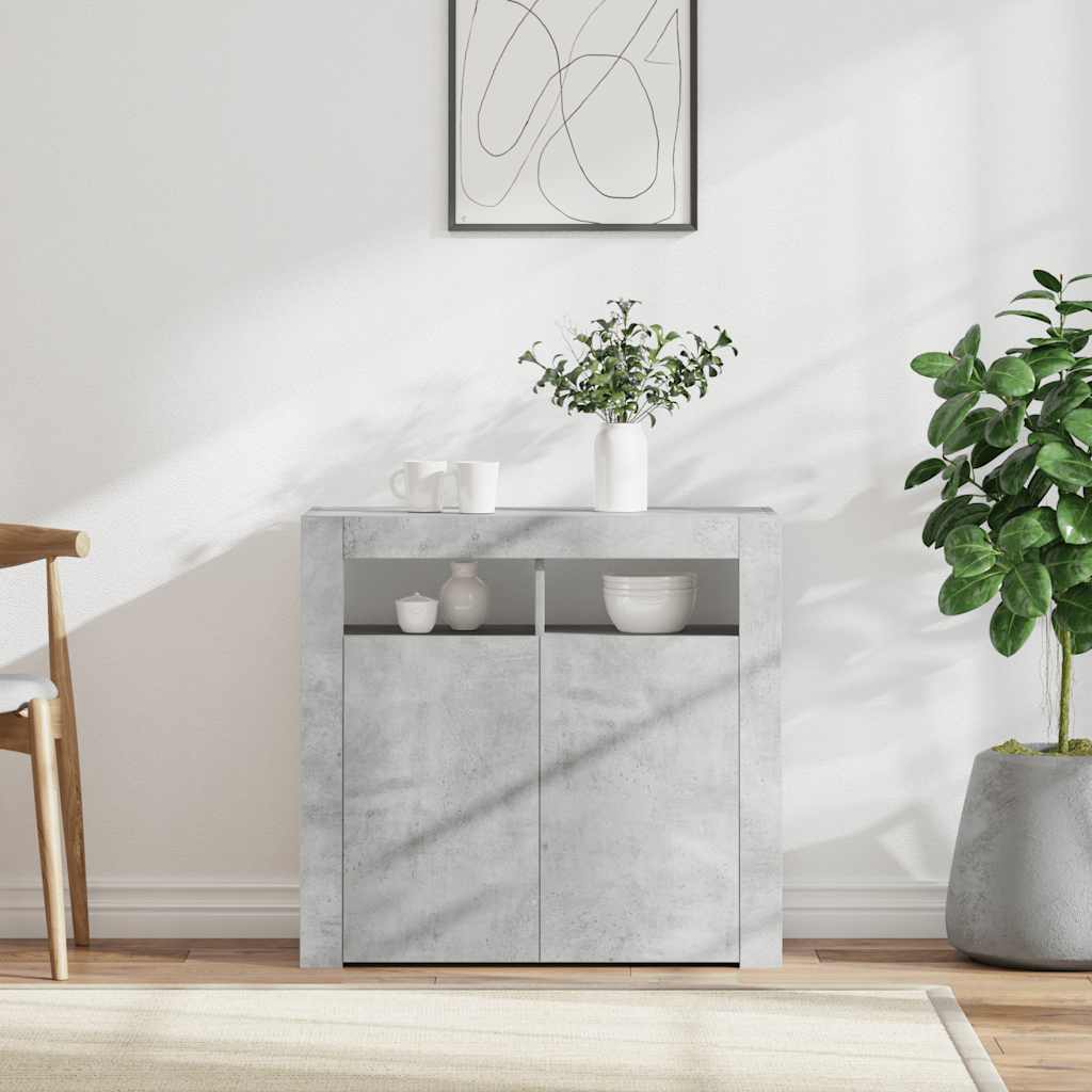 vidaXL Szafka z oświetleniem LED, szarość betonu, 80 x 35 x 75 cm
