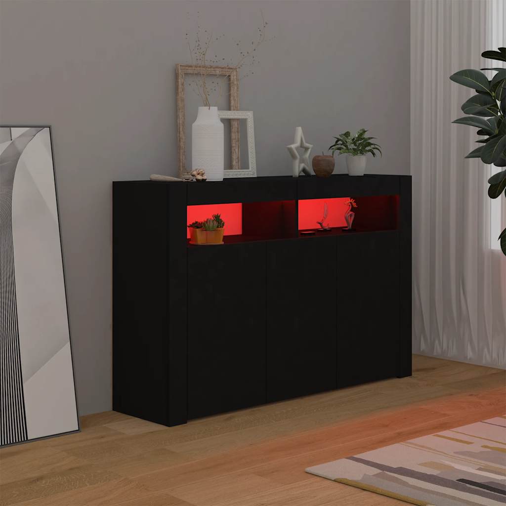 vidaXL Szafka z oświetleniem LED, czarna, 115,5 x 30 x 75 cm