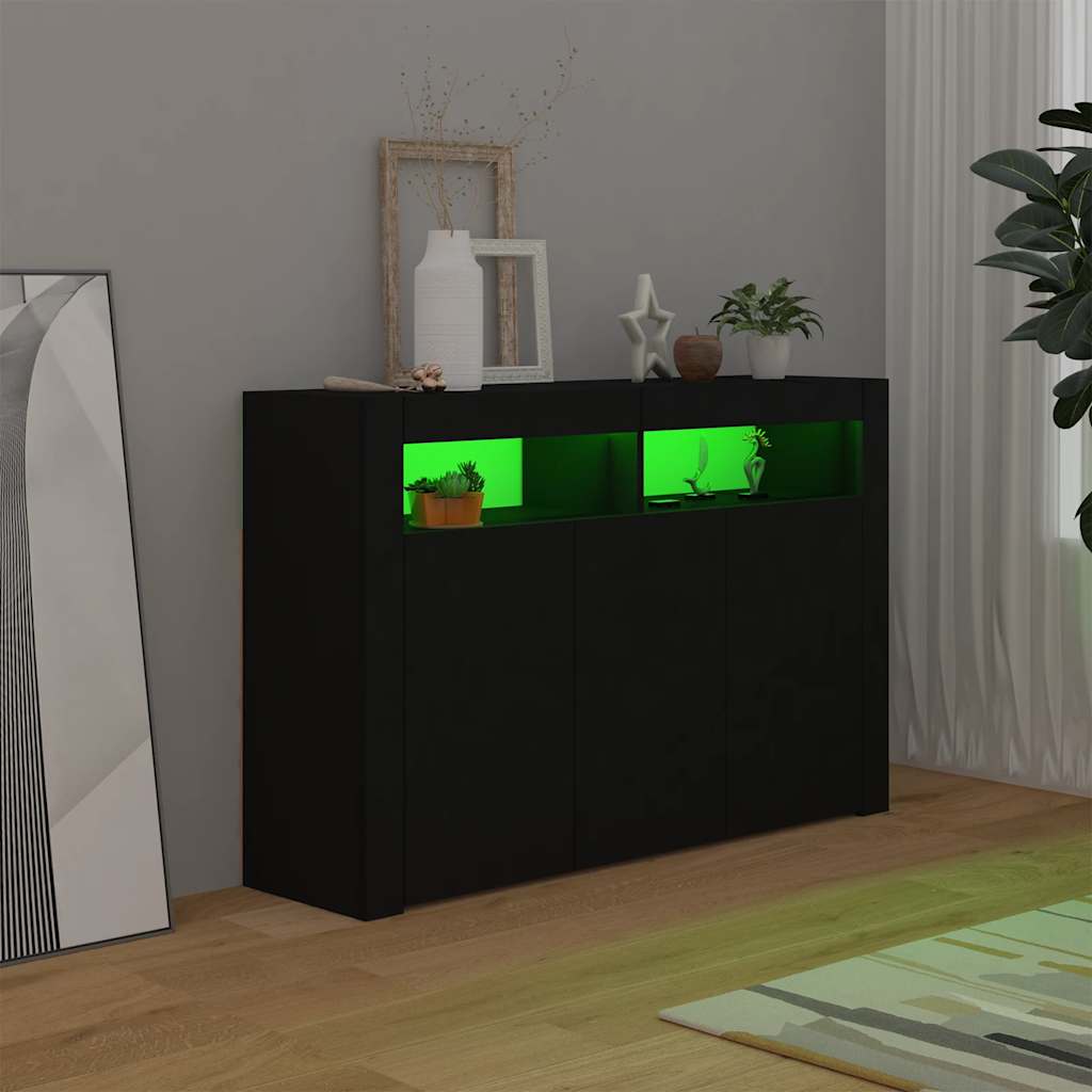 vidaXL Szafka z oświetleniem LED, czarna, 115,5 x 30 x 75 cm