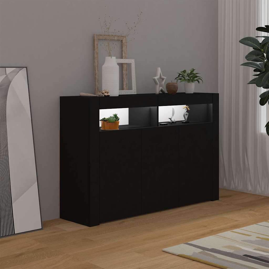 vidaXL Szafka z oświetleniem LED, czarna, 115,5 x 30 x 75 cm