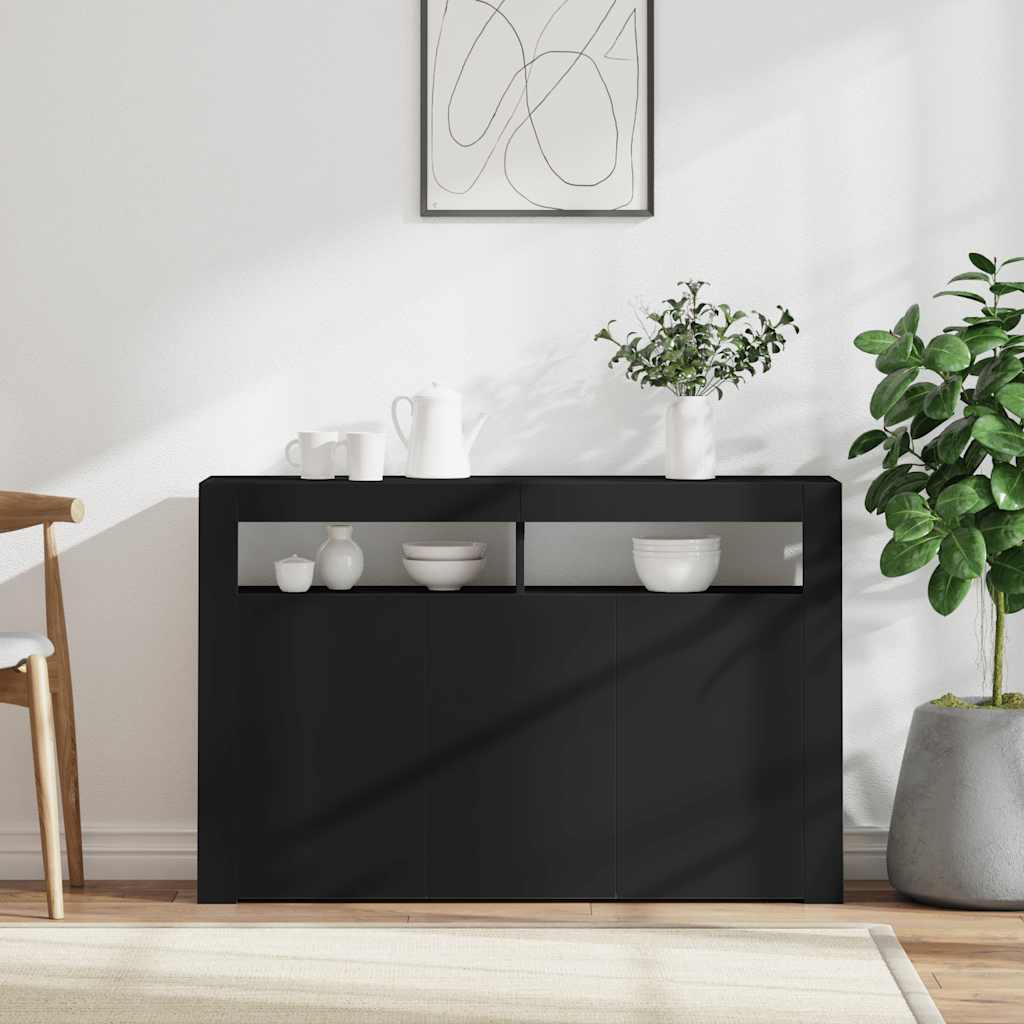 vidaXL Szafka z oświetleniem LED, czarna, 115,5 x 30 x 75 cm
