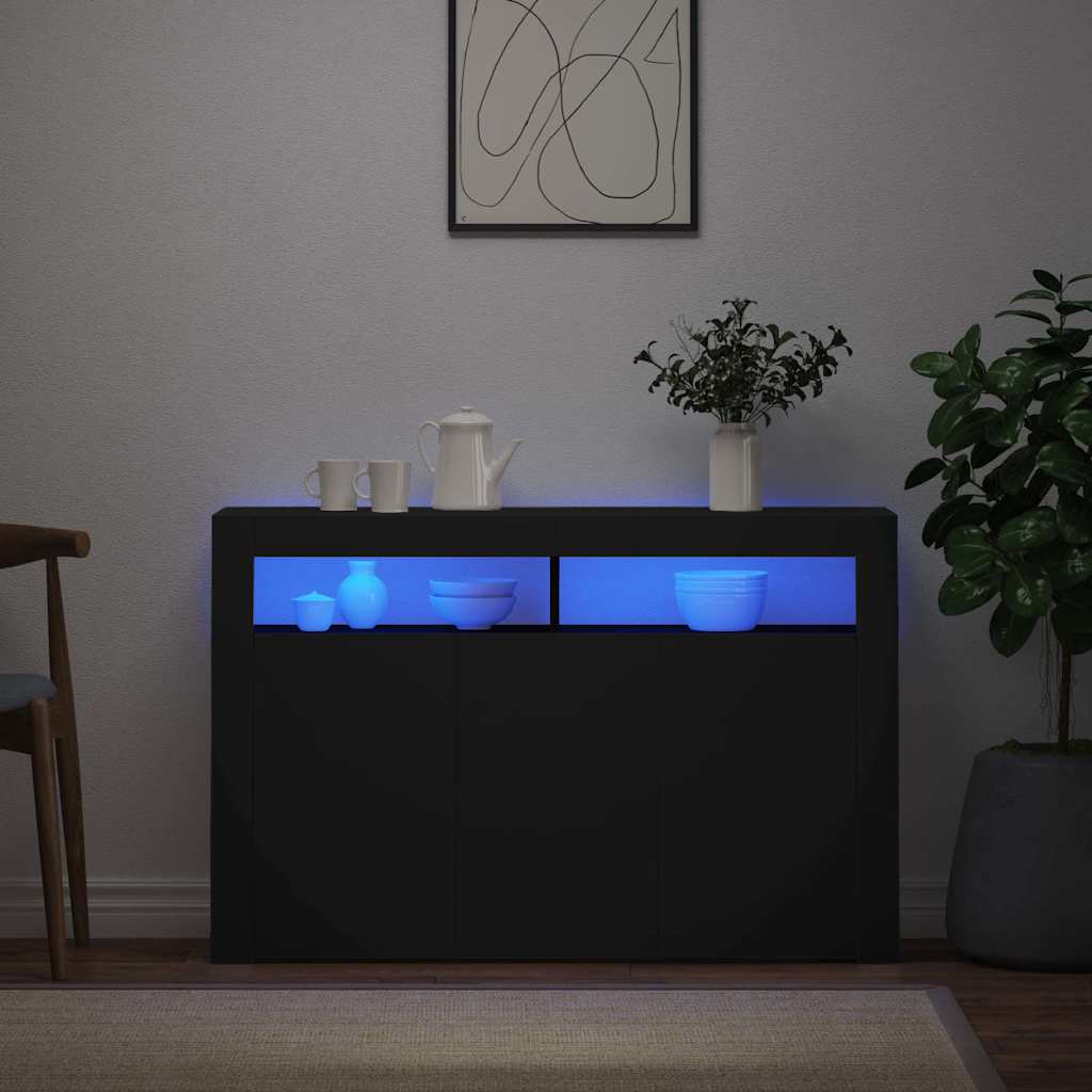 vidaXL Szafka z oświetleniem LED, czarna, 115,5 x 30 x 75 cm