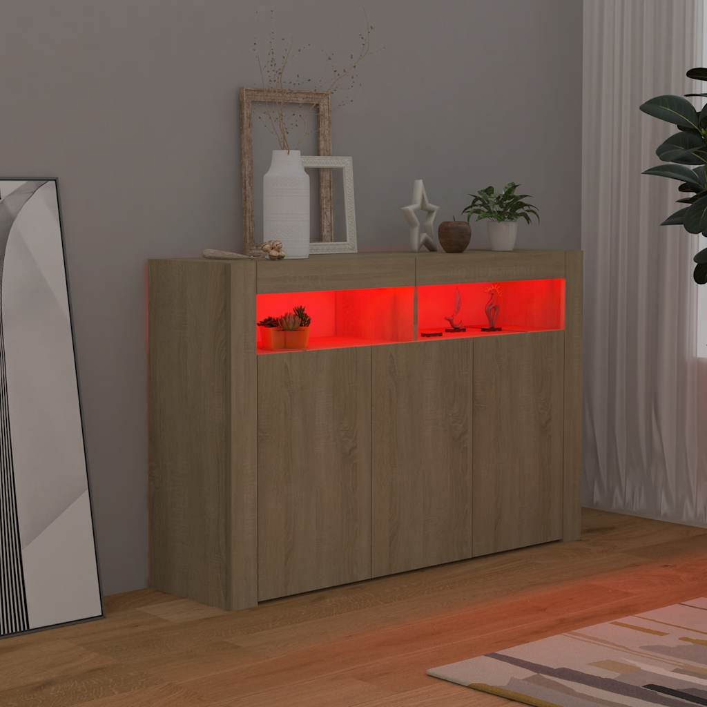 vidaXL Szafka z oświetleniem LED, dąb sonoma, 115,5 x 30 x 75 cm