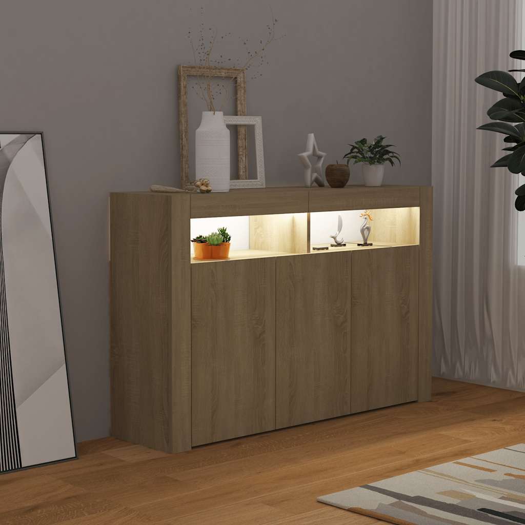 vidaXL Szafka z oświetleniem LED, dąb sonoma, 115,5 x 30 x 75 cm