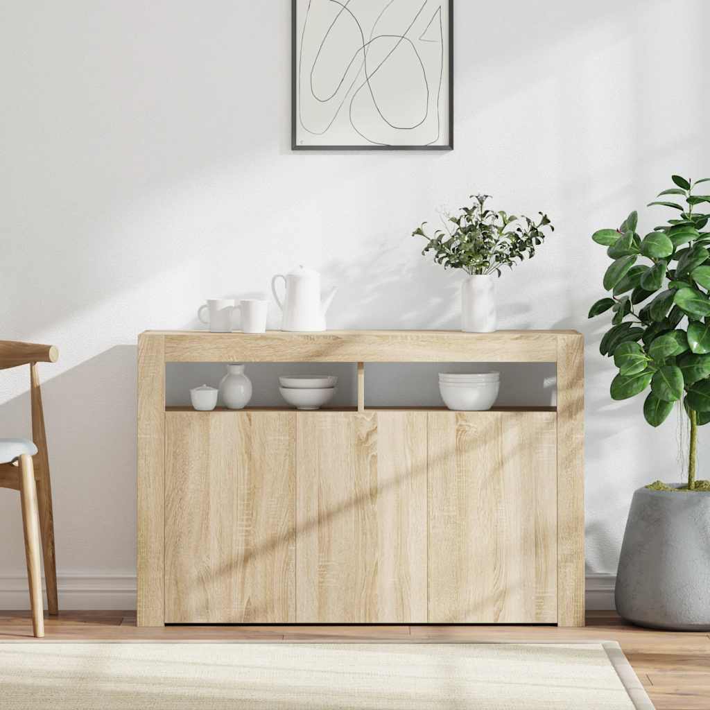 vidaXL Szafka z oświetleniem LED, dąb sonoma, 115,5 x 30 x 75 cm