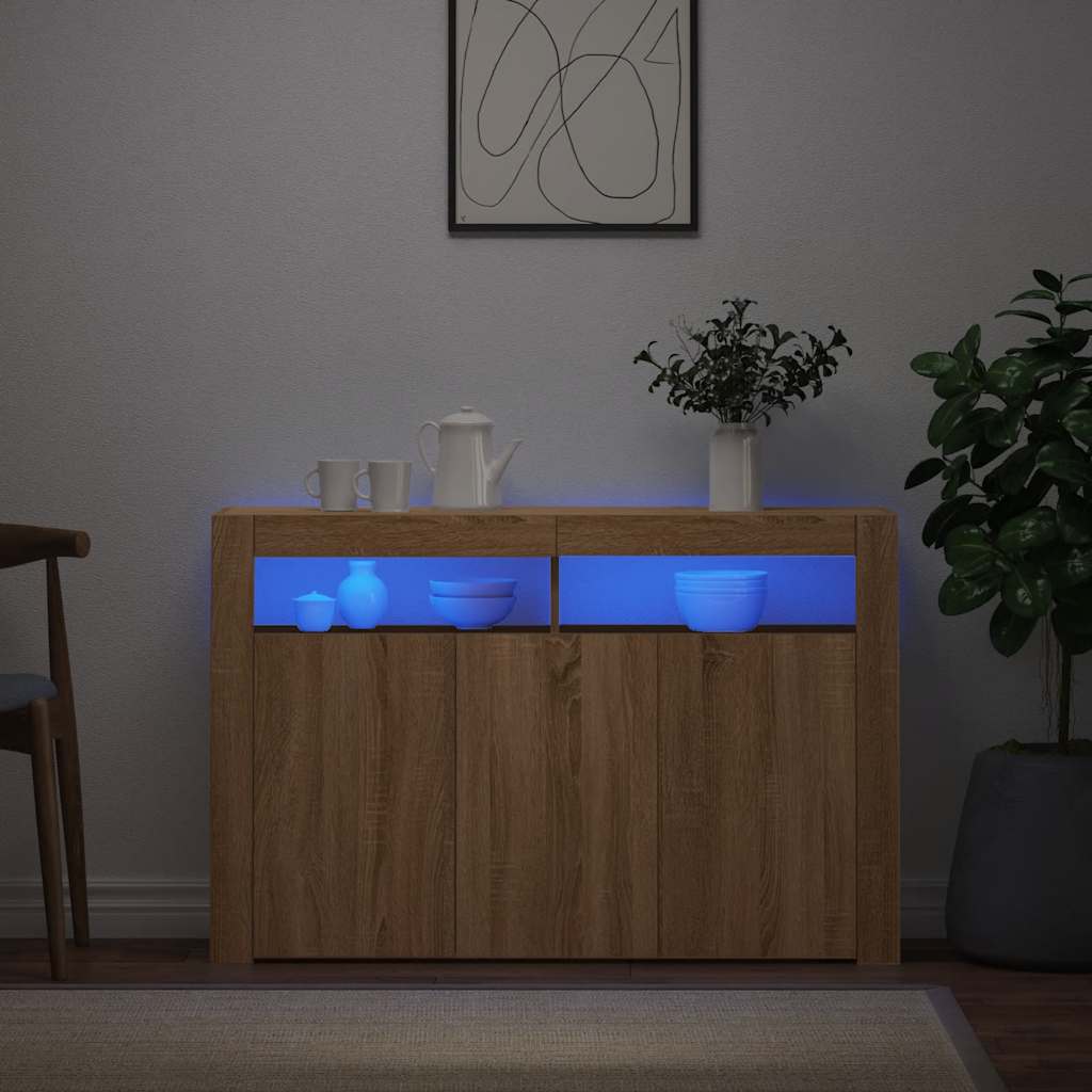 vidaXL Szafka z oświetleniem LED, dąb sonoma, 115,5 x 30 x 75 cm