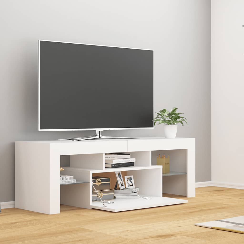 vidaXL Szafka pod TV z oświetleniem LED, biała, 120x35x40 cm