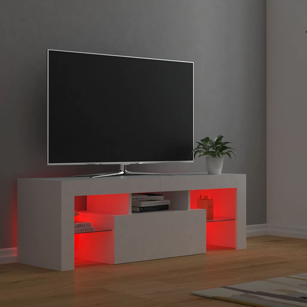 vidaXL Szafka pod TV z oświetleniem LED, biała, 120x35x40 cm