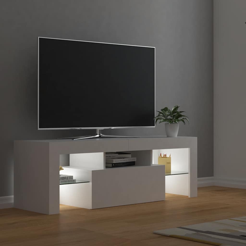 vidaXL Szafka pod TV z oświetleniem LED, biała, 120x35x40 cm