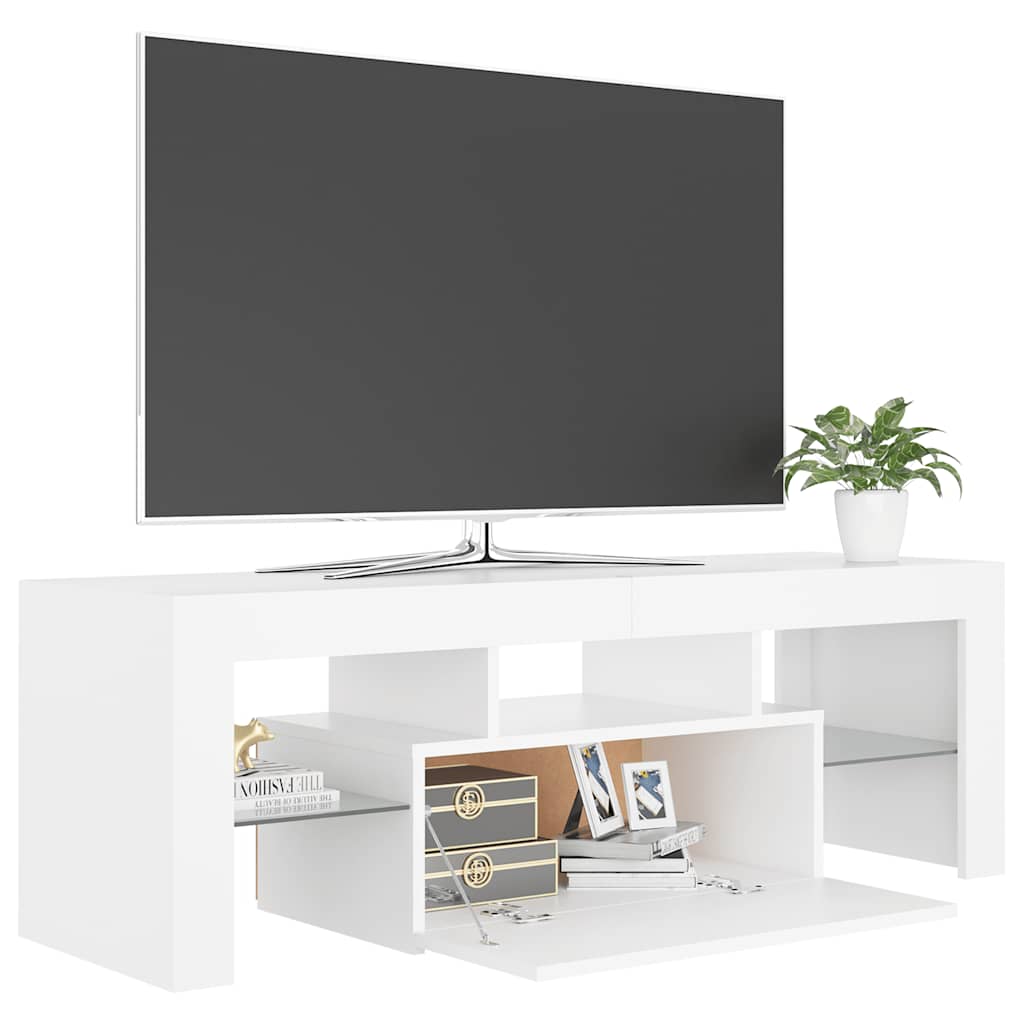 vidaXL Szafka pod TV z oświetleniem LED, biała, 120x35x40 cm