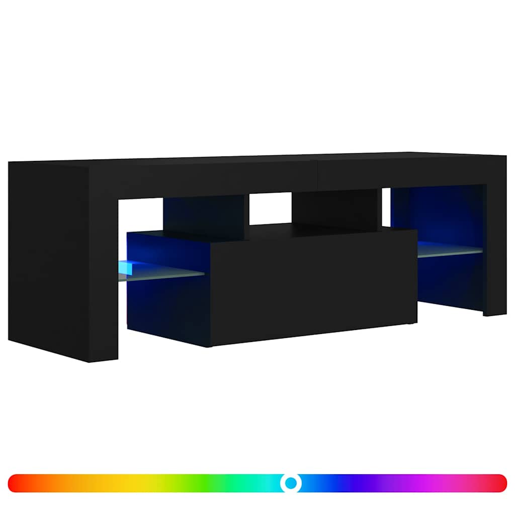 vidaXL Szafka pod TV z oświetleniem LED, czarna, 120x35x40 cm
