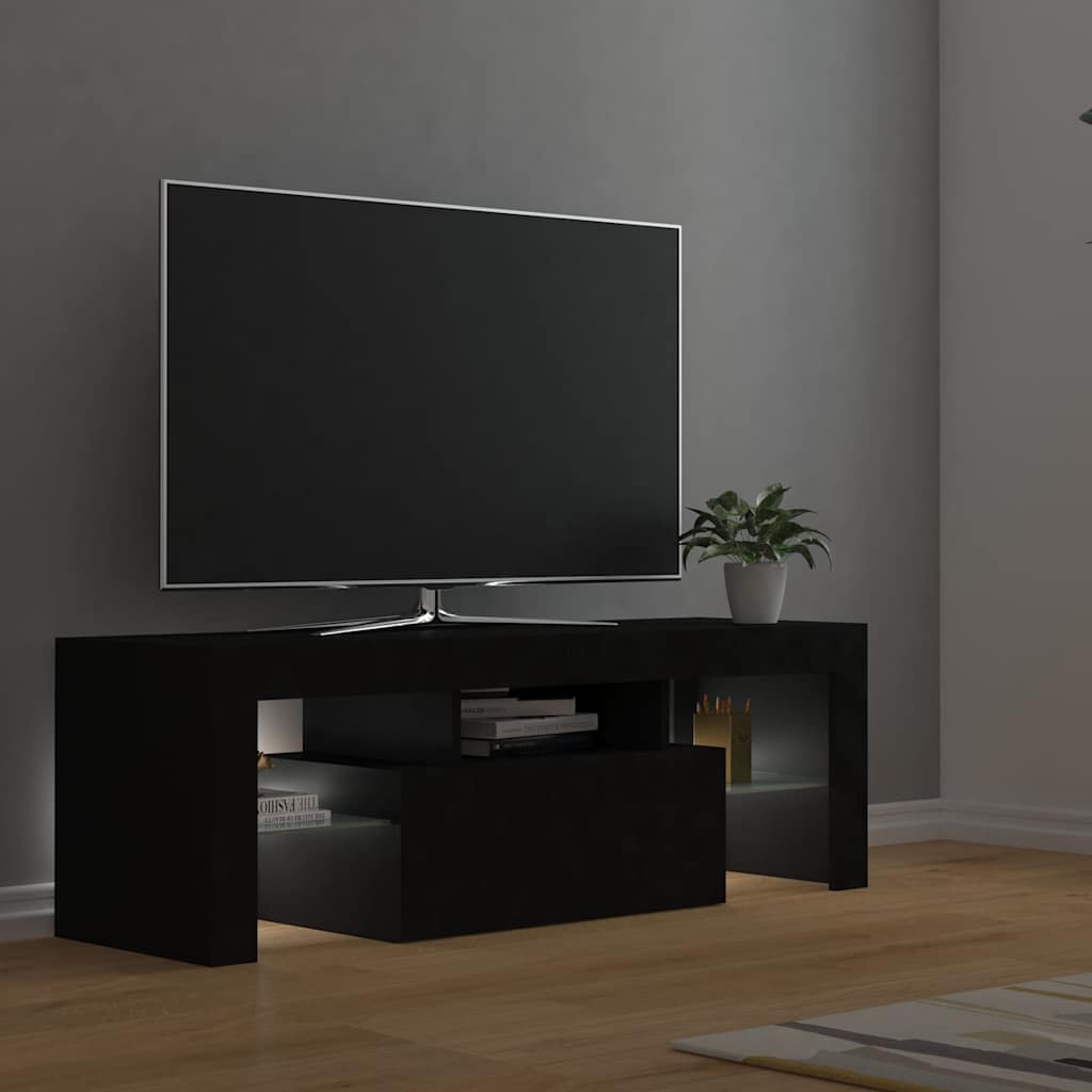 vidaXL Szafka pod TV z oświetleniem LED, czarna, 120x35x40 cm