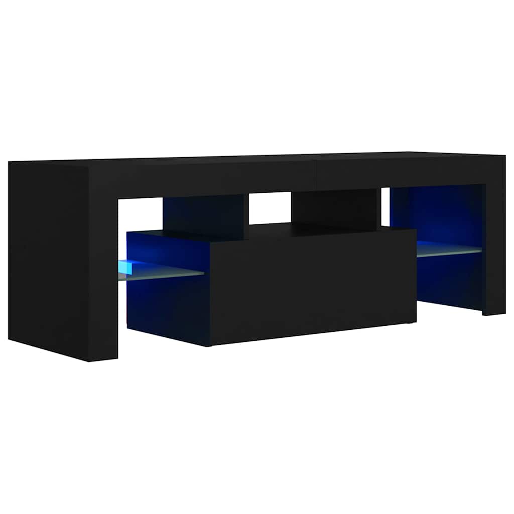 vidaXL Szafka pod TV z oświetleniem LED, czarna, 120x35x40 cm