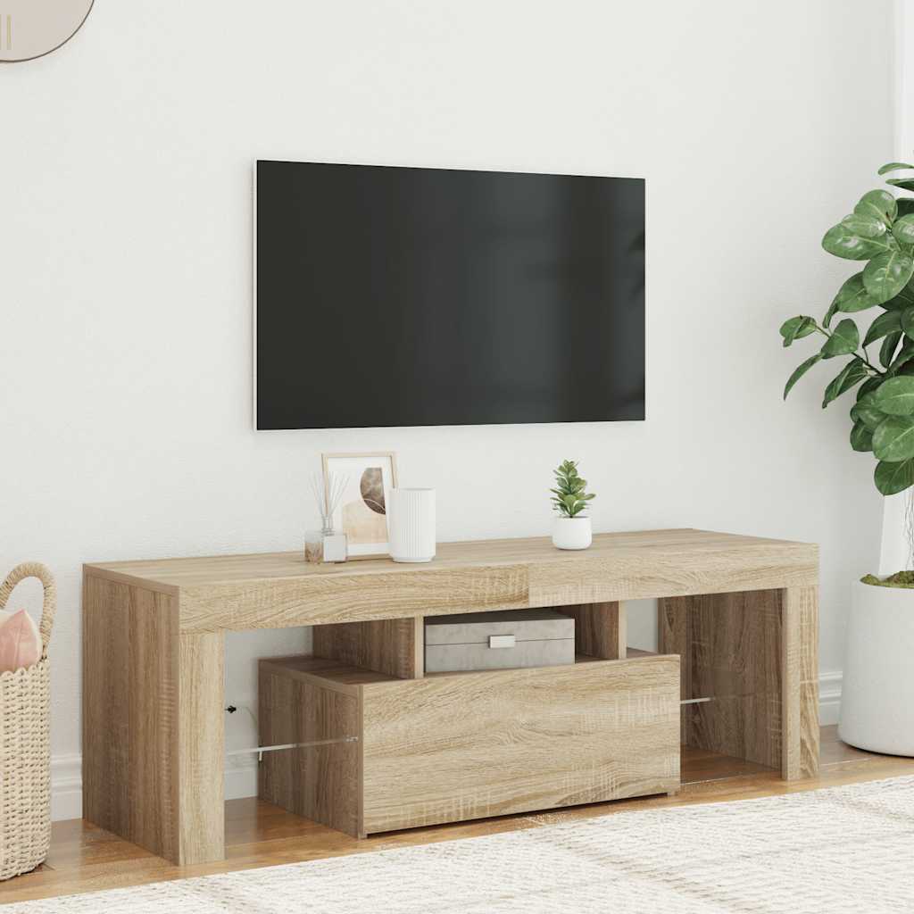 vidaXL Szafka pod TV z oświetleniem LED, dąb sonoma, 120x35x40 cm