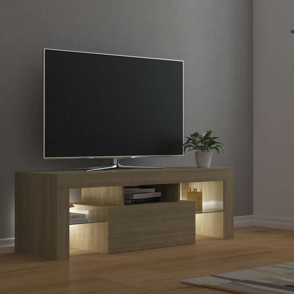 vidaXL Szafka pod TV z oświetleniem LED, dąb sonoma, 120x35x40 cm