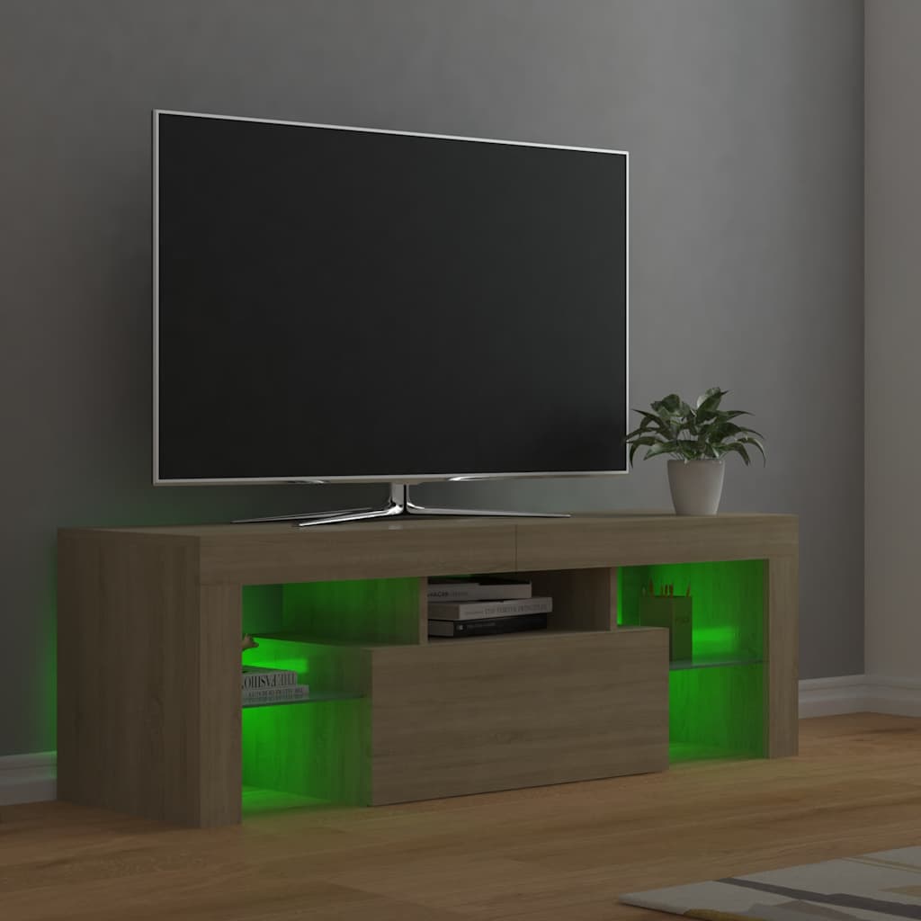vidaXL Szafka pod TV z oświetleniem LED, dąb sonoma, 120x35x40 cm