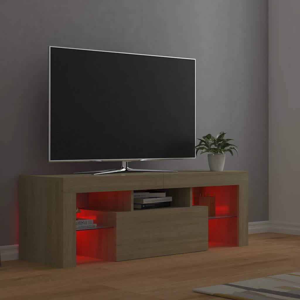 vidaXL Szafka pod TV z oświetleniem LED, dąb sonoma, 120x35x40 cm