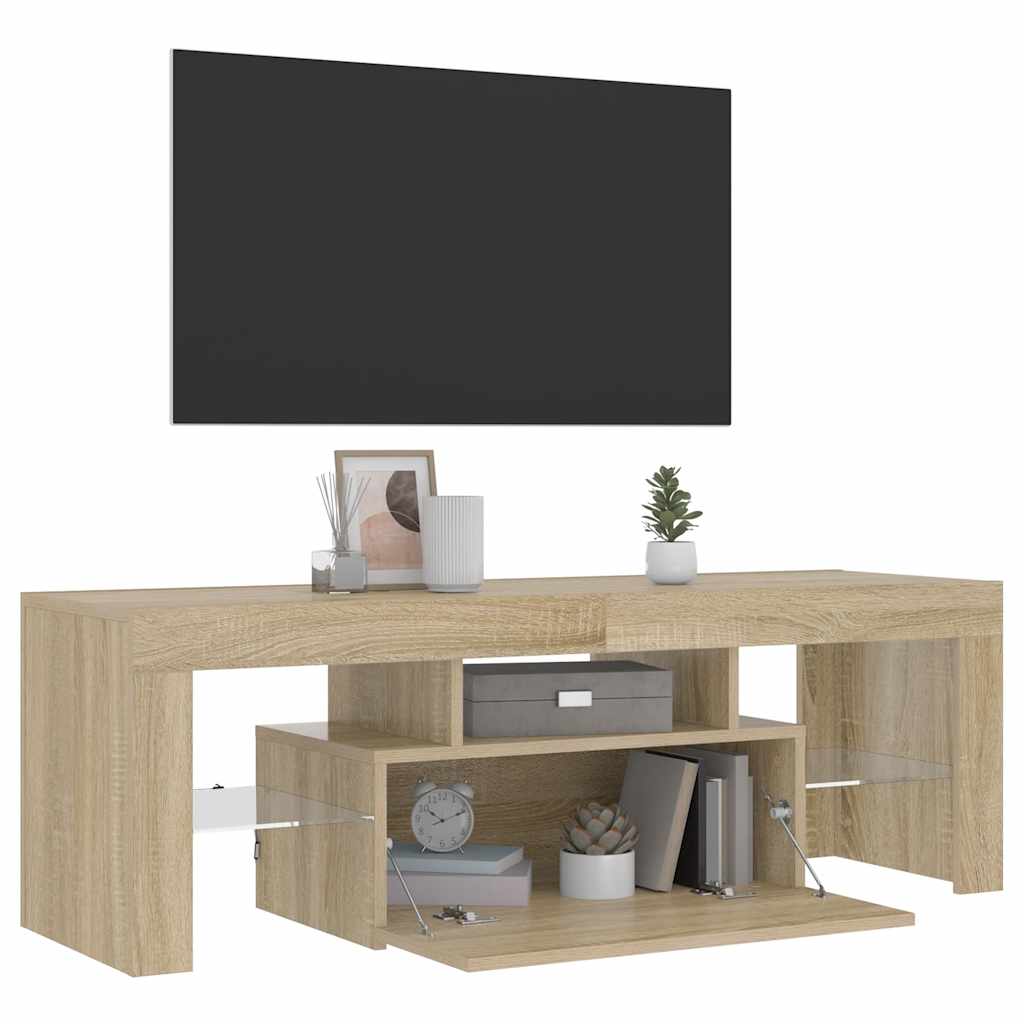 vidaXL Szafka pod TV z oświetleniem LED, dąb sonoma, 120x35x40 cm