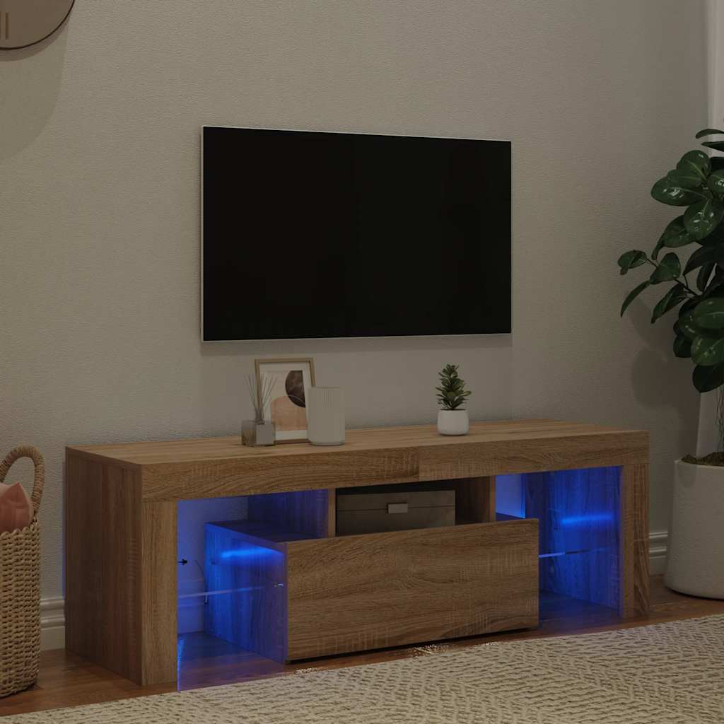 vidaXL Szafka pod TV z oświetleniem LED, dąb sonoma, 120x35x40 cm