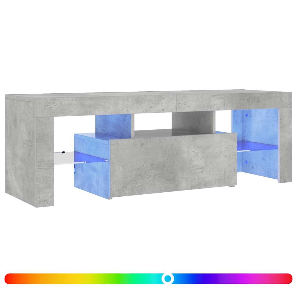 vidaXL Szafka pod TV z oświetleniem LED, szarość betonu, 120x35x40 cm