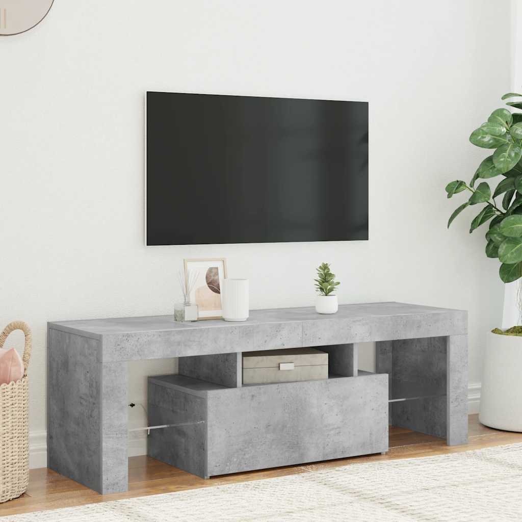 vidaXL Szafka pod TV z oświetleniem LED, szarość betonu, 120x35x40 cm