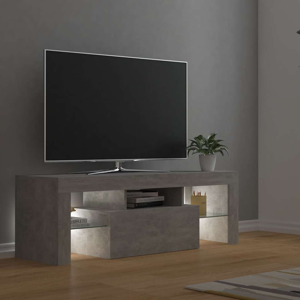 vidaXL Szafka pod TV z oświetleniem LED, szarość betonu, 120x35x40 cm
