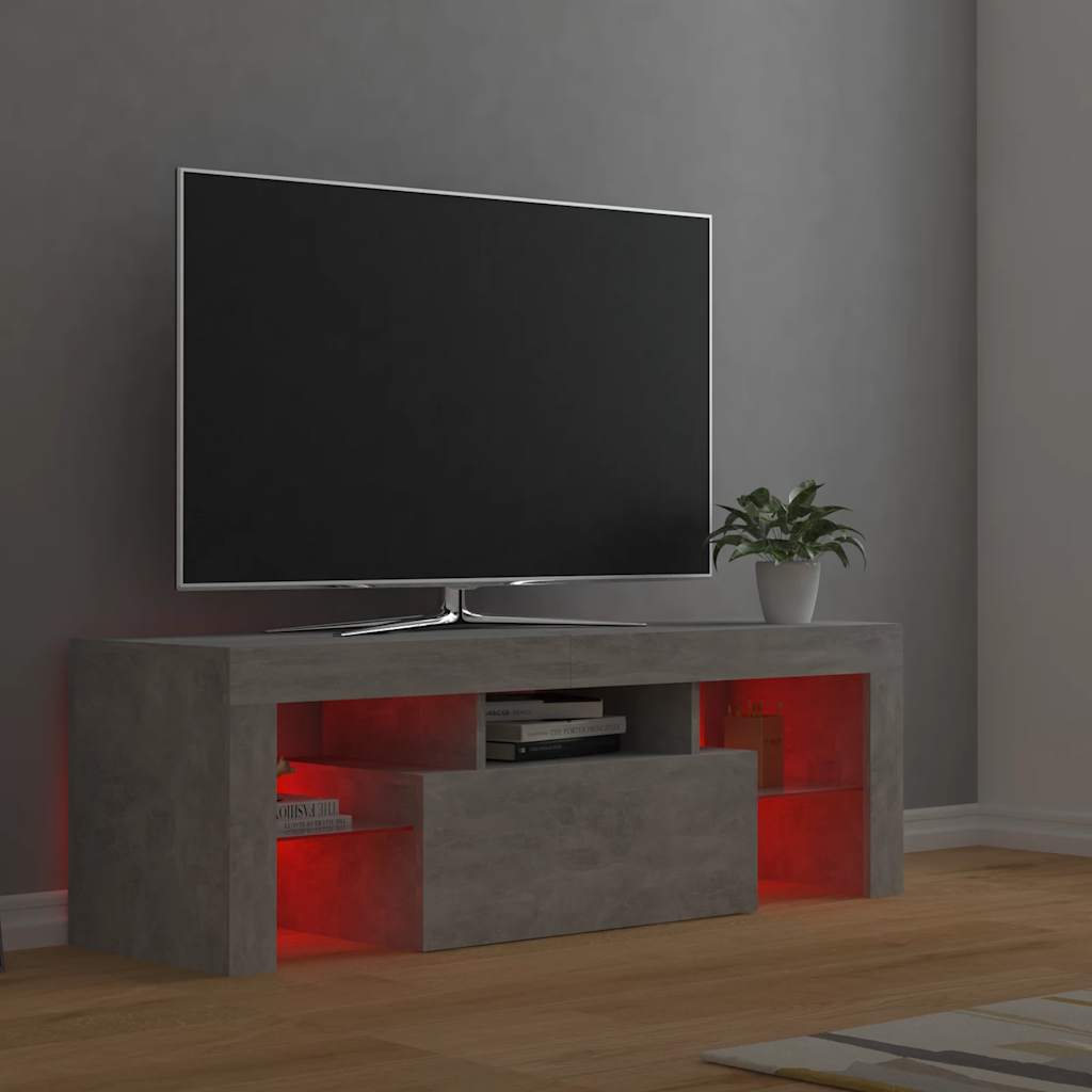 vidaXL Szafka pod TV z oświetleniem LED, szarość betonu, 120x35x40 cm