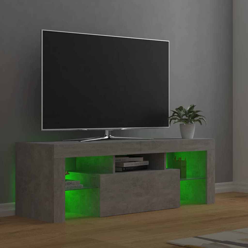 vidaXL Szafka pod TV z oświetleniem LED, szarość betonu, 120x35x40 cm
