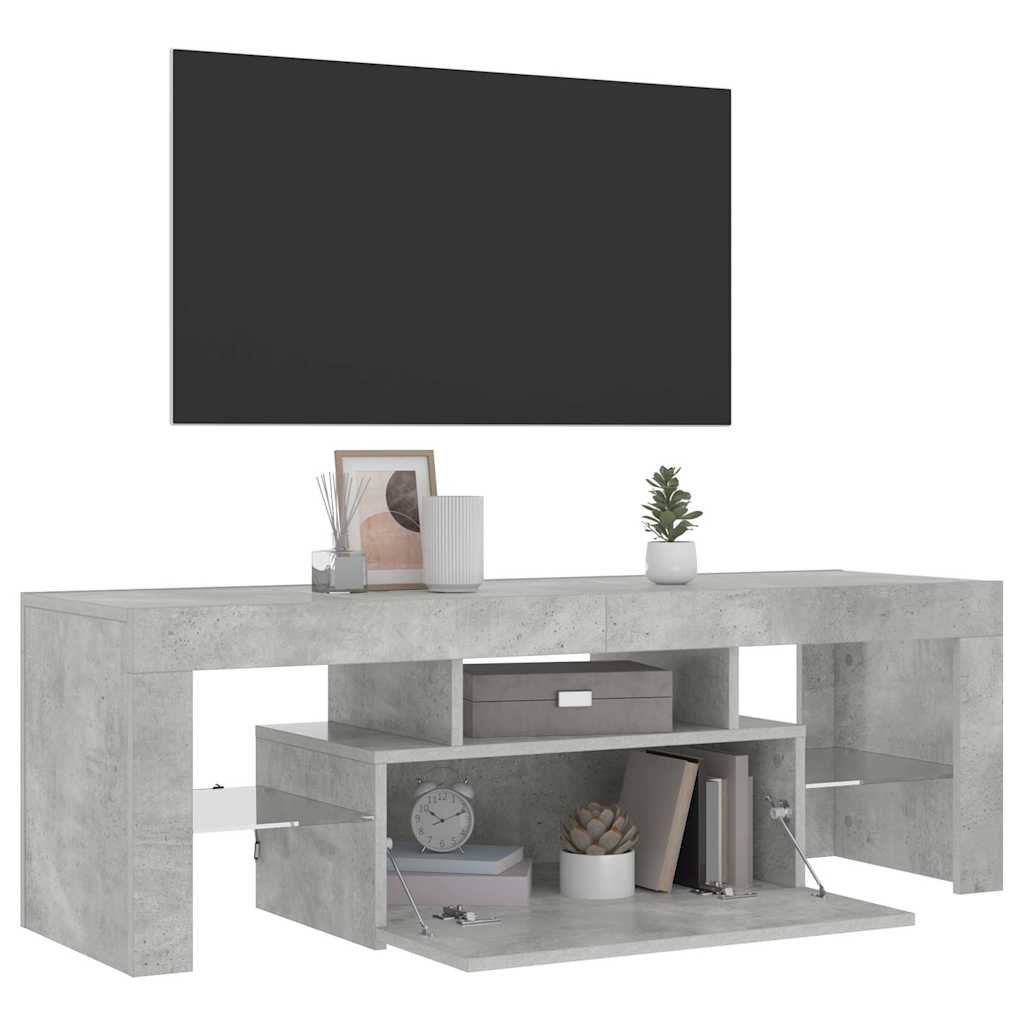 vidaXL Szafka pod TV z oświetleniem LED, szarość betonu, 120x35x40 cm