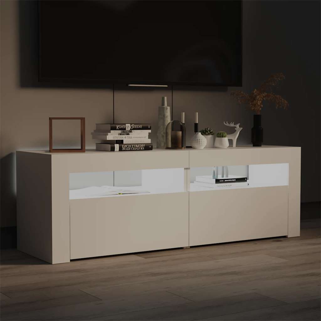 vidaXL Szafka pod TV z oświetleniem LED, biała, 120x35x40 cm