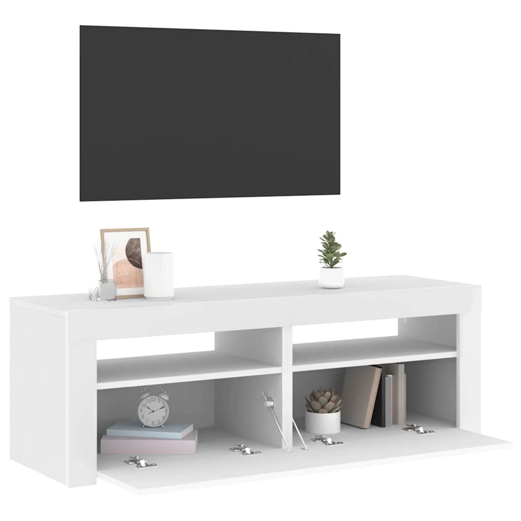 vidaXL Szafka pod TV z oświetleniem LED, biała, 120x35x40 cm